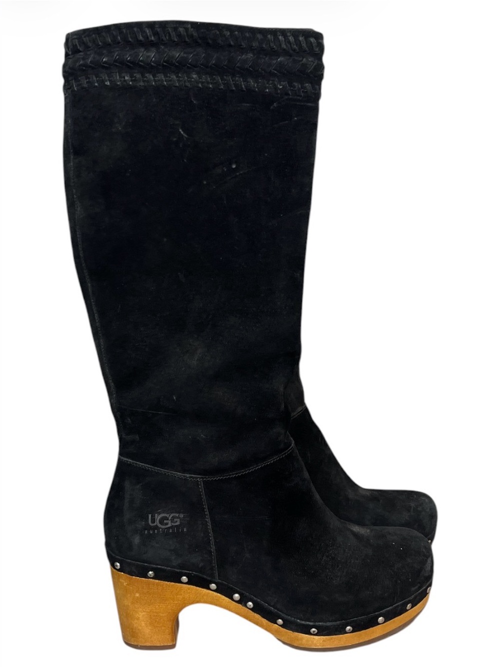 UGG Rosabella Women Black Suede Knee High Boots Studded  US 7 EU 38 UK 5.5